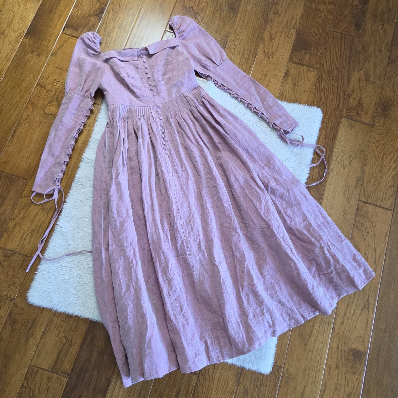 Linennaive Phoenix Regency Lace Up Linen Dress Size Small? Cottagecore Romantic — image 3 of 8